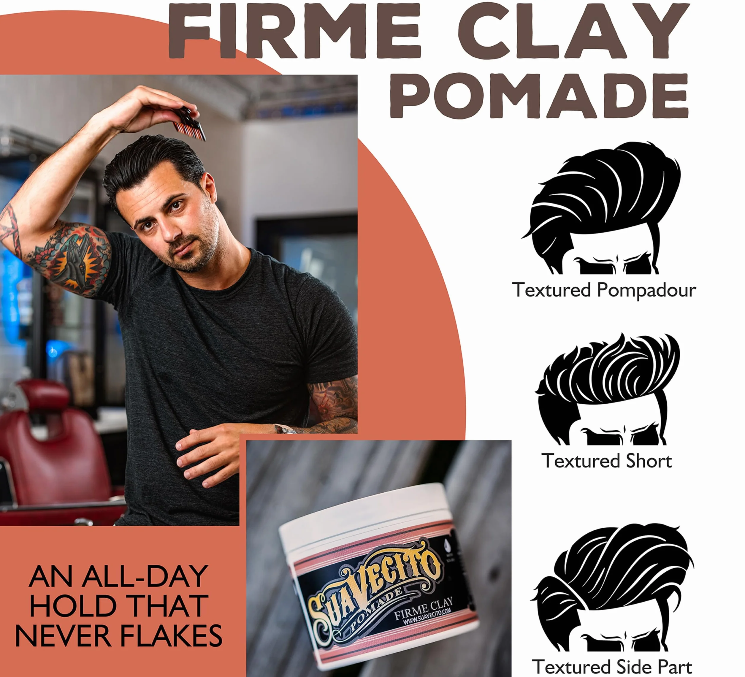 Suavecito - Clay Pomade - Glinka do włosów 113g