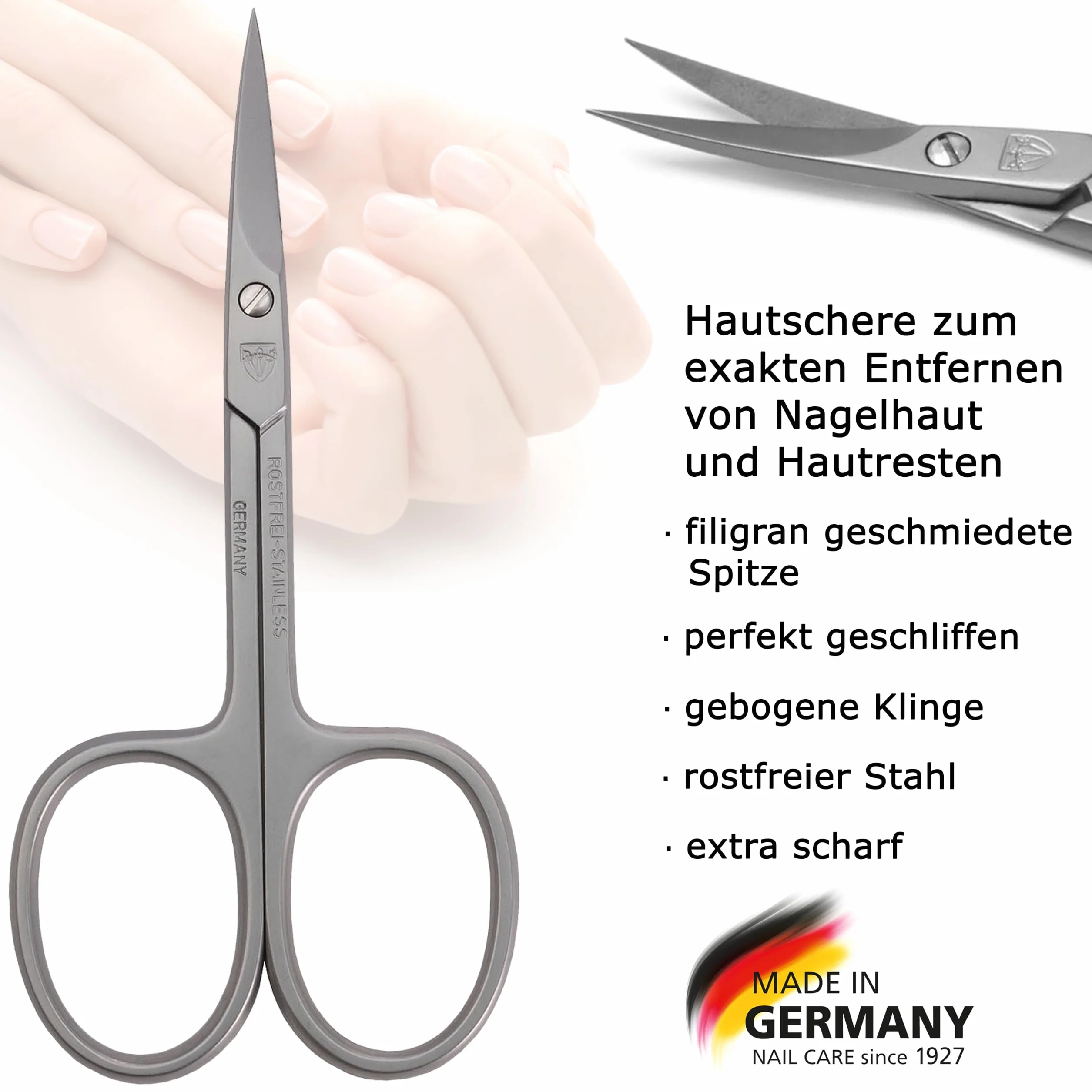 DREI SCHWERTER Nożyczki do skóry wygięte nierdzewne Made in Germany z etui