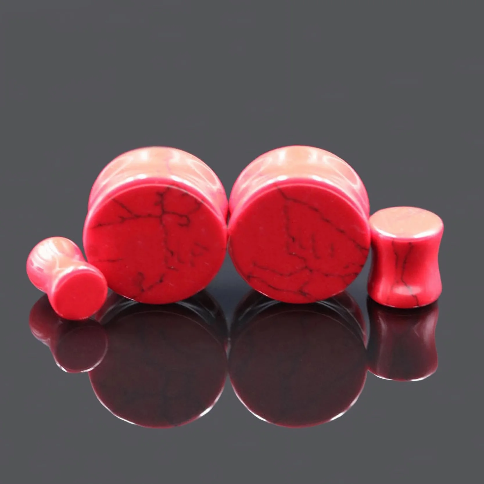 2 szt. 6 mm (2G) czerwony turkus podwójny flara solidny kamień grubość 12 mm przedłużacz końcówki do uszu przyrządy pomiarowe piercing biżuteria dla mężczyzn i kobiet