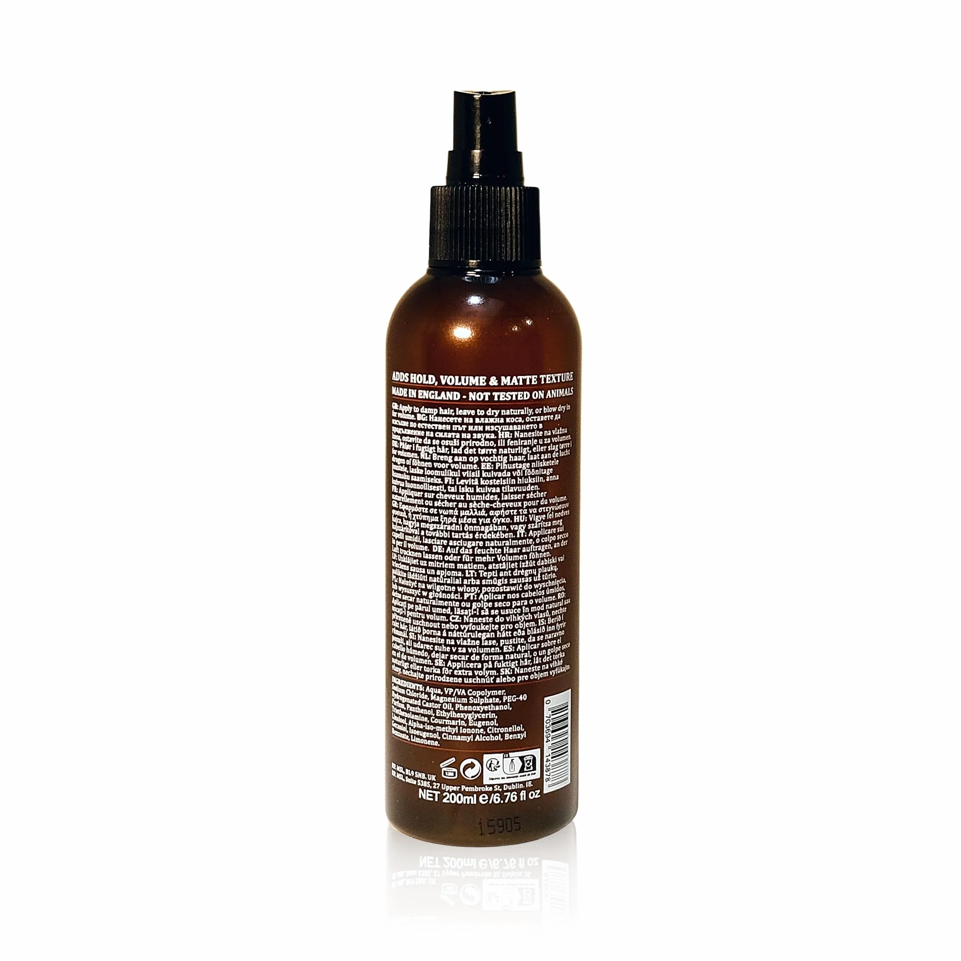 Dapper Dan Sea Salt Spray 200 ml Men's Texturising Matt Finish Sandalwood Scent