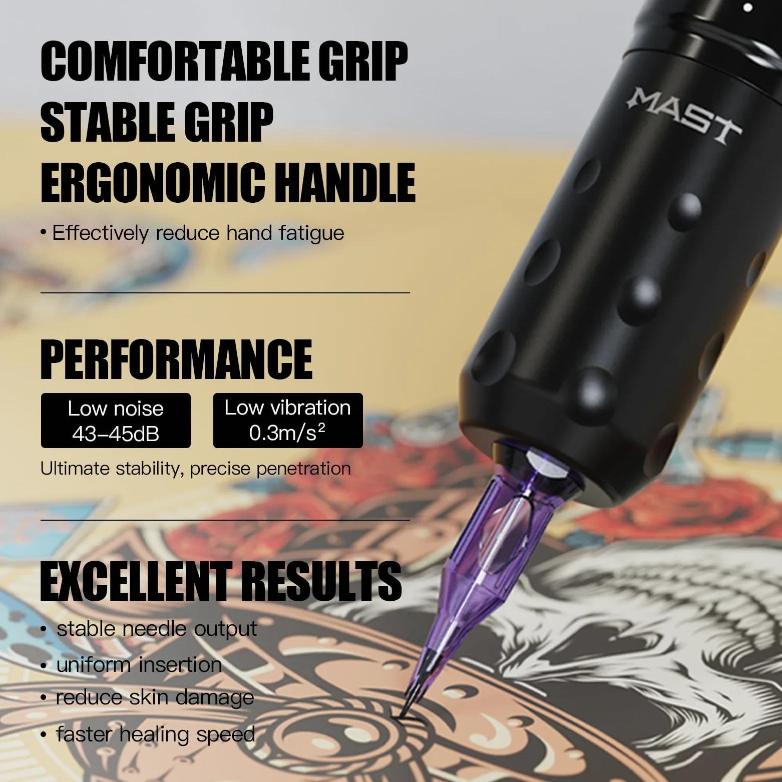 Mast Fold2 Pro Wireless Tattoo Machine Pen Rotary Tattoo Machine Tattoo Gun 7 Strokes Length 2pcs Battery 2000mAh Powerful Motor by Mcore Smart Display Screen Gold