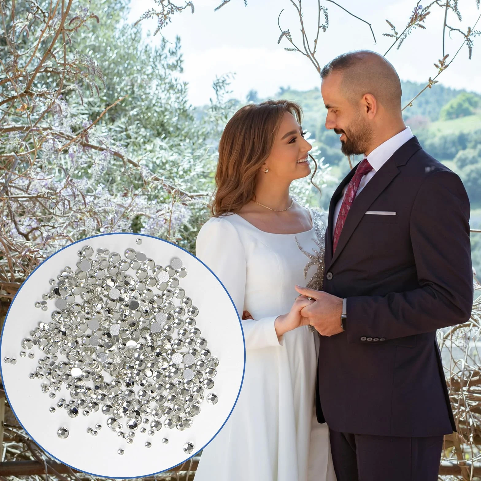 2880 sztuk kryształków do paznokci ze stras, 2 mm/4 mm, płaska tylna strona, srebrne, okrągłe kamienie dekoracyjne, kryształki do zdobienia paznokci