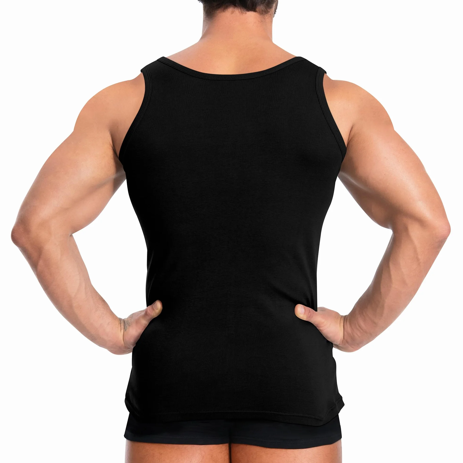 YOUCHAN Podkoszulek męski, tank top, 3 sztuk, 100% bawełna, bez rękawów, bawełna, czarny, biały
