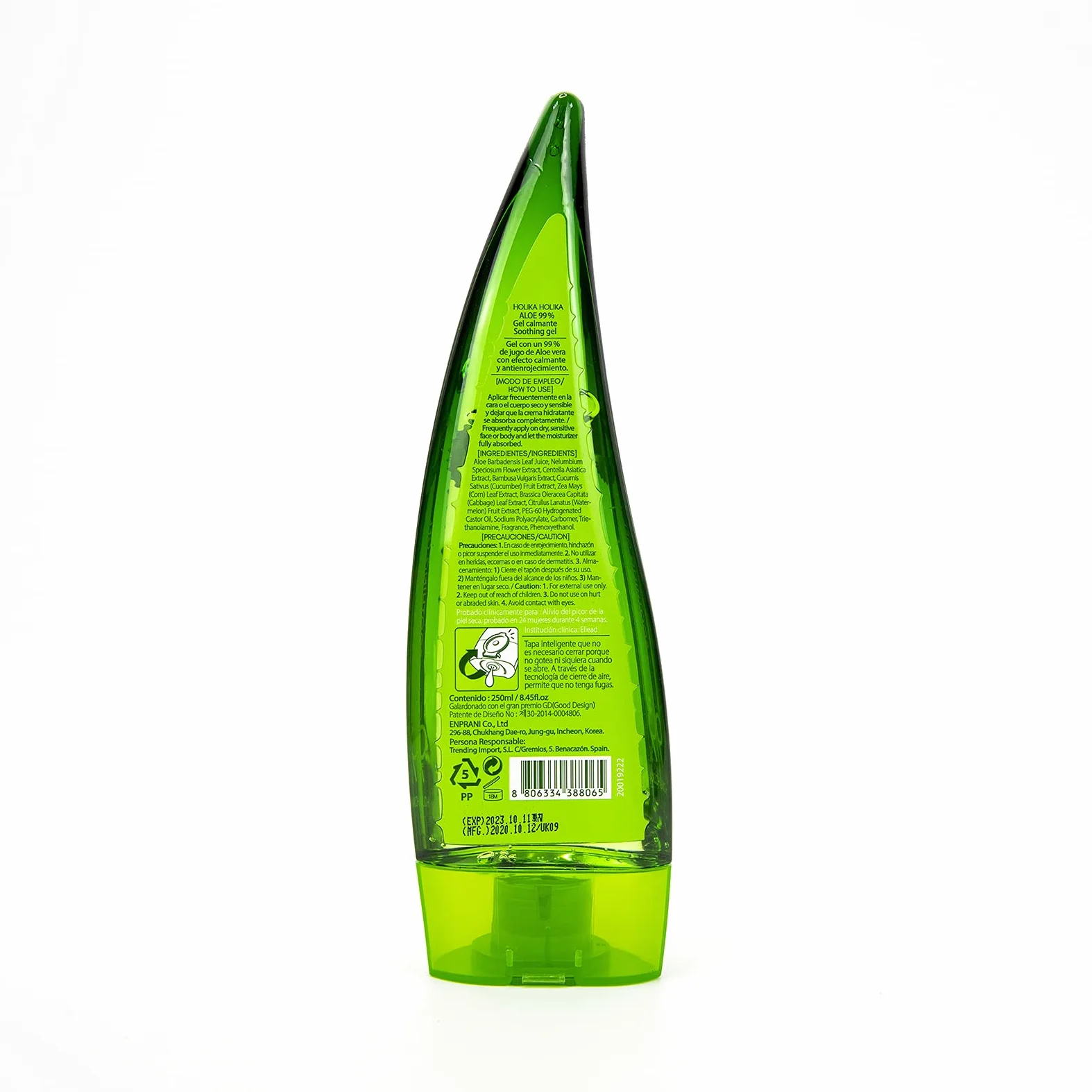 HOLIKA HOLIKA. Gel de Aloe Vera 99% Soothing Gel. Gel De Baño Calmante E Hidratante con un 99% de Aloe Vera puro. Cuidado de la Piel. No Daña. Todo Tipo de Pieles. 250 ml.