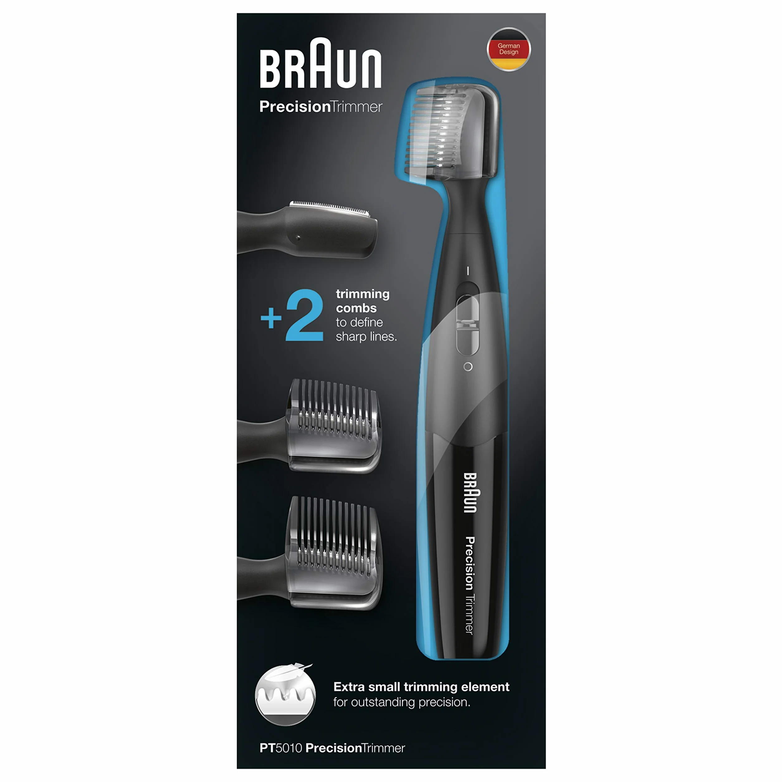 Braun Precision Trymmer męska elektryczna kosiarka precyzyjna broda, czarna, obie chodaki tnące nadają elastyczne i precyzyjne cięcie, PT5010
