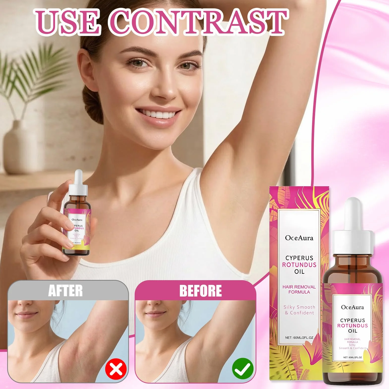 Cyperus Rotundus olejek do depilacji, 60 ml, Pure Cyperu, serum do skóry, redukuje niechciane włosy, nawilżenie i łagodzenie porów CyperusOil & Shrinks, wszystkie rodzaje skóry