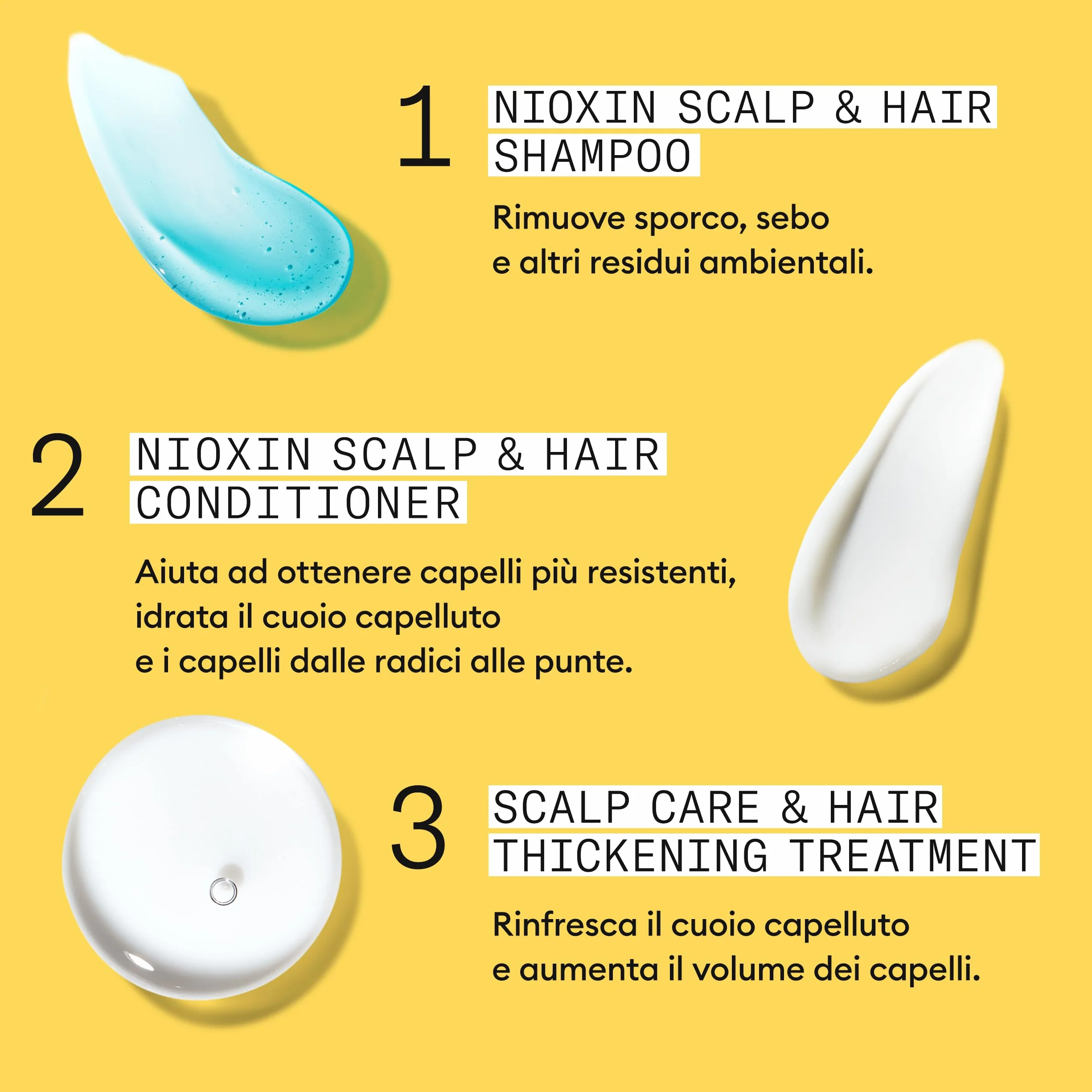 Nioxin Scalp + system zagęszczania włosów, 1 zestaw do trefazy - do włosów naturalnych z łagodnym przerzedzaniem - szampon, odżywka i pielęgnacja skóry głowy (300 + 300 + 100 ml)
