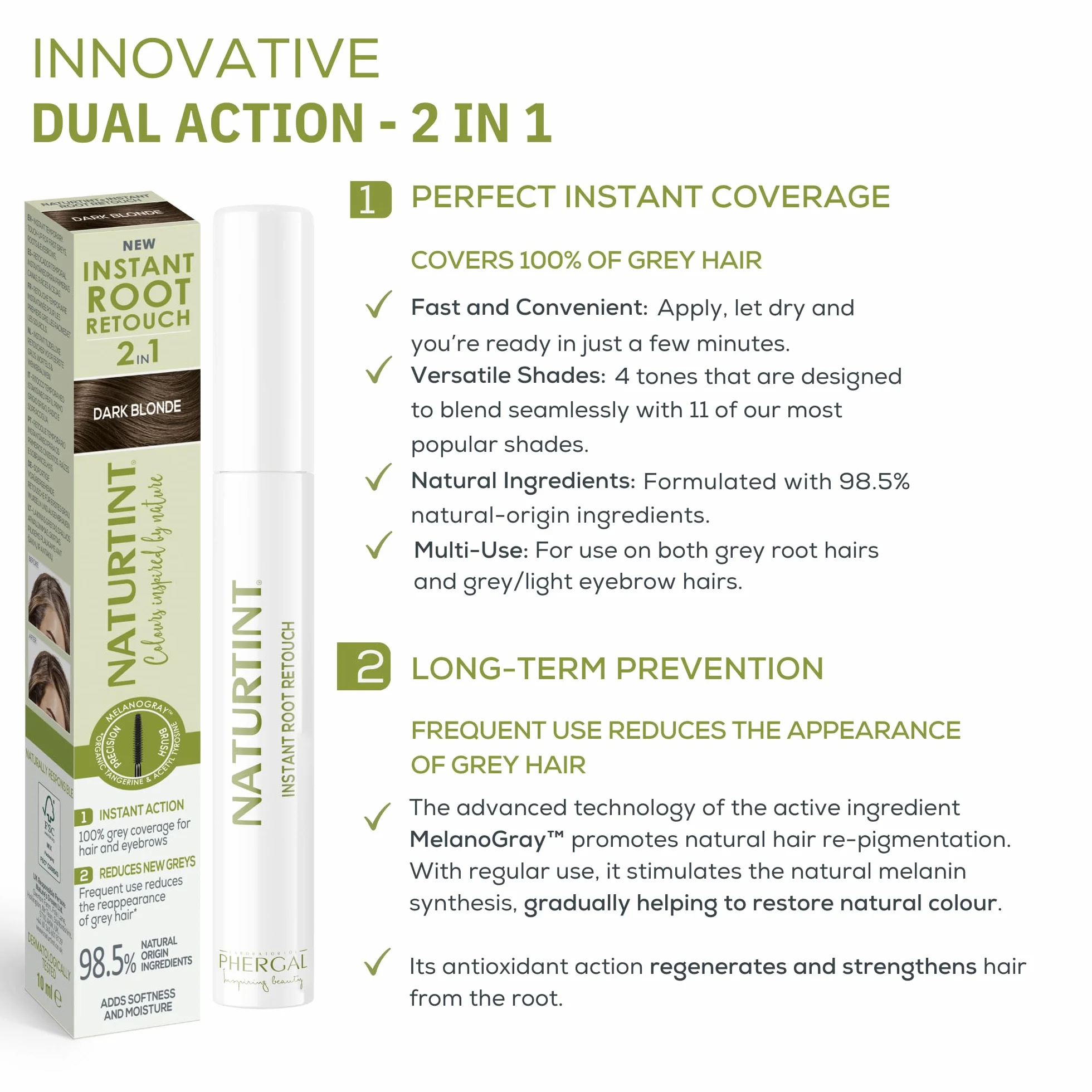 Naturtint Instant Root Retouch Tymczasowy retuszer do siwych włosów ciemny blond 10 ml