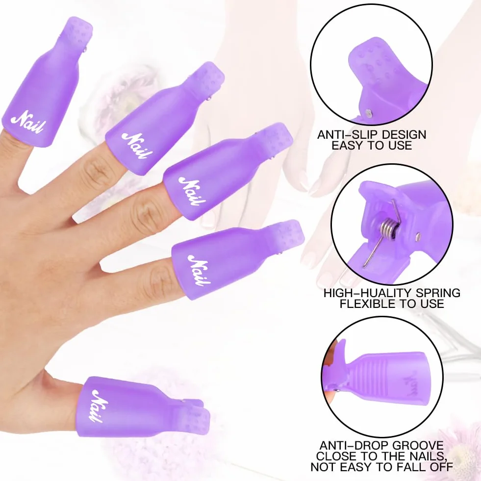 LOPHE Klipsy do usuwania lakieru do paznokci do żelu Soak Off i akrylowego manicure UV - fioletowe