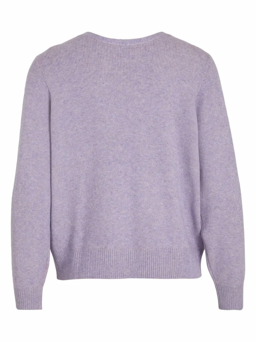 Vila sweter dzianinowy Kobiety Viril Multi V-neck L/S Knit Top - Noos