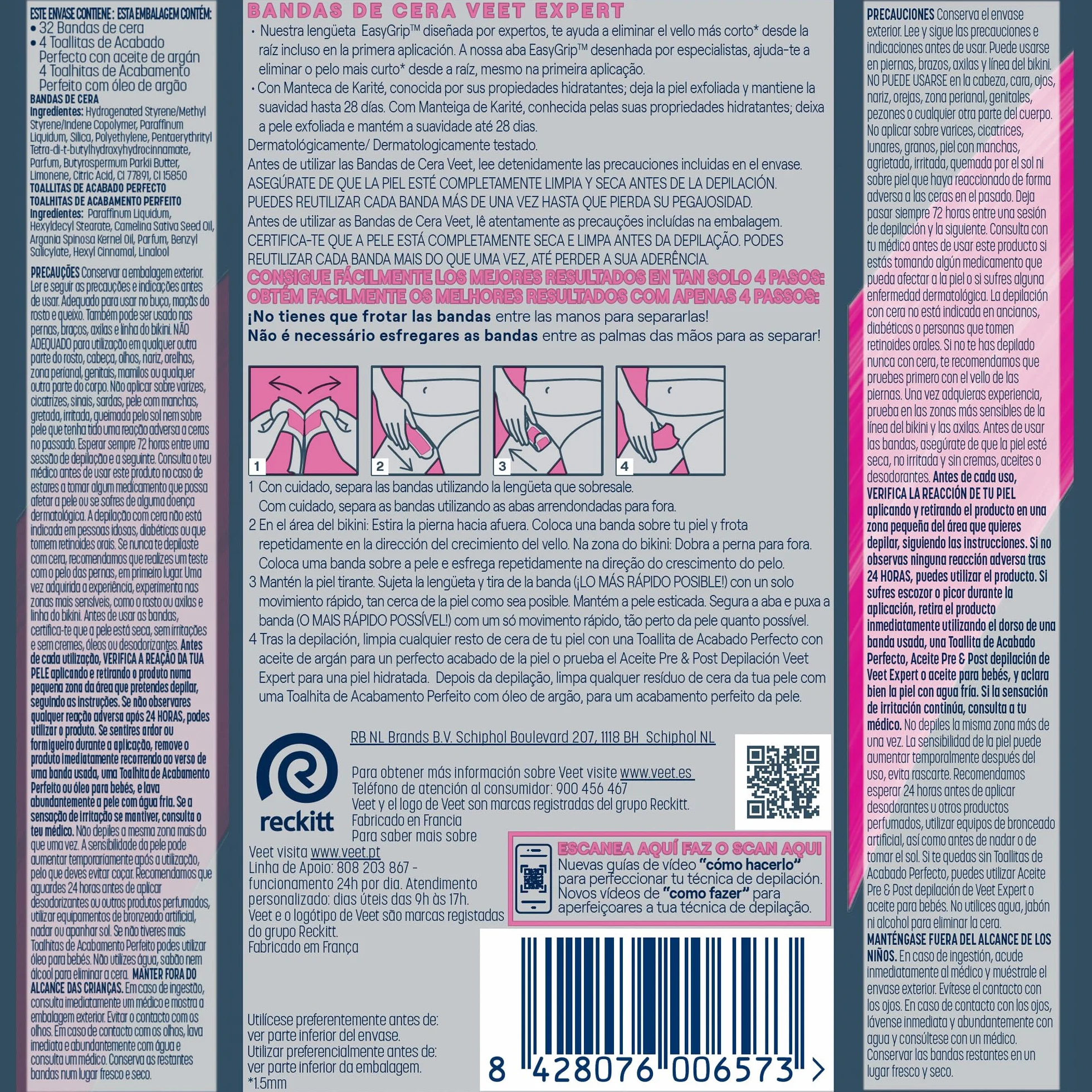 Veet Expert 16 pasków do depilacji z zimnym woskiem do depilacji angielskiej części bikini z masłem shea