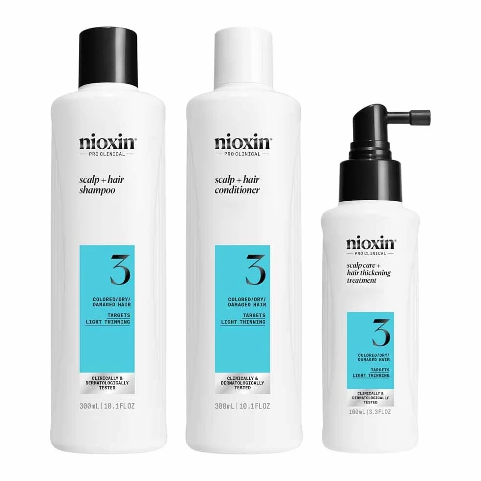 Nioxin System 3 Scalp + Hair Kit szampon odżywka pielęgnacja skóry 300+300+100 ml do włosów farbowanych