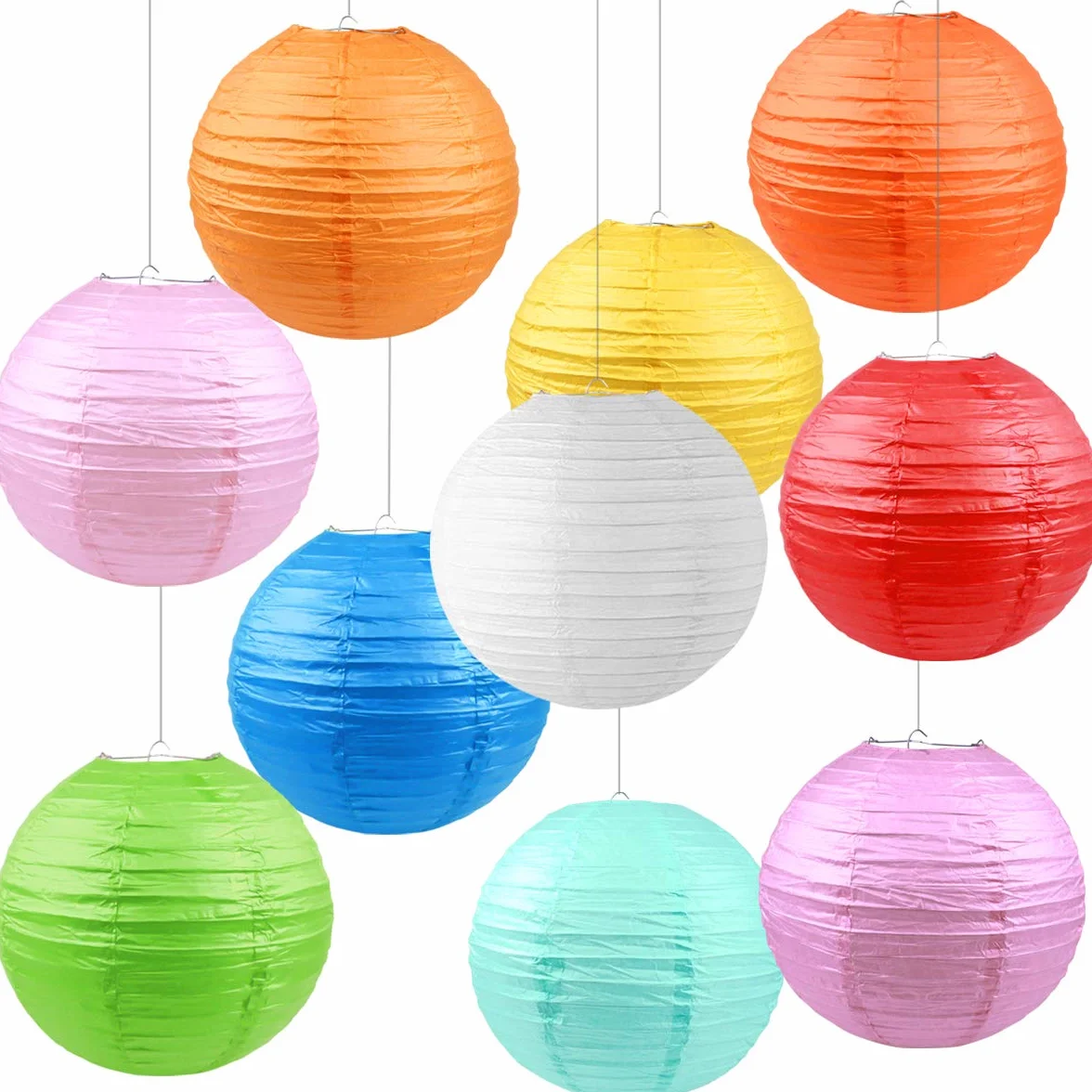 WEONE kolorowe lampiony papierowe, 10 sztuk, składane, lampiony, abażury, na urodziny, dekoracja, rozmiar 30 cm