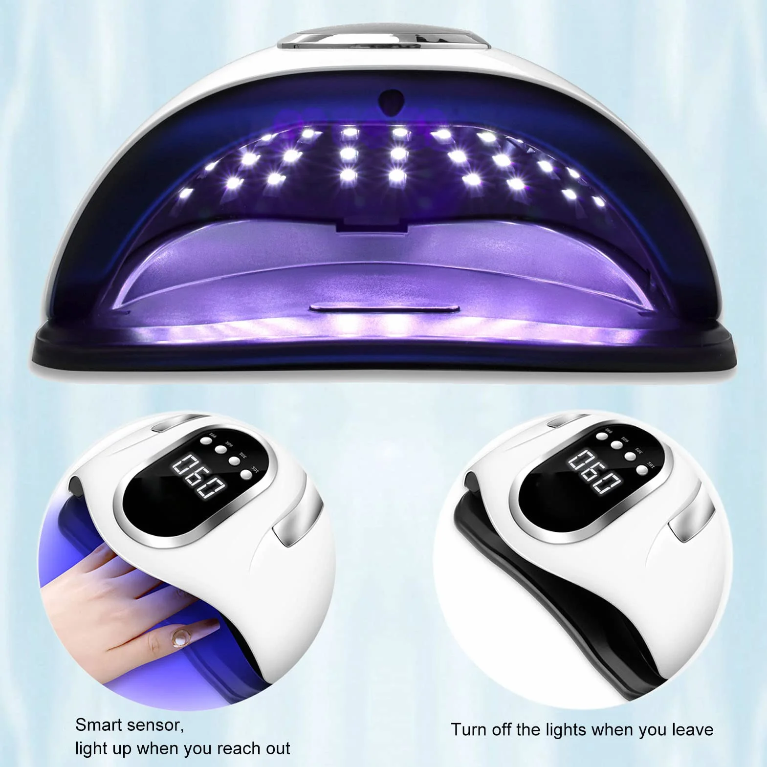 Lampa UV LED do paznokci, 280 W, lampa UV LED do paznokci żelowych, suszarka do paznokci, szybkoschnąca, z 4 timerami i 66 diodami LED, do paznokci u rąk i stóp, lakier żelowy