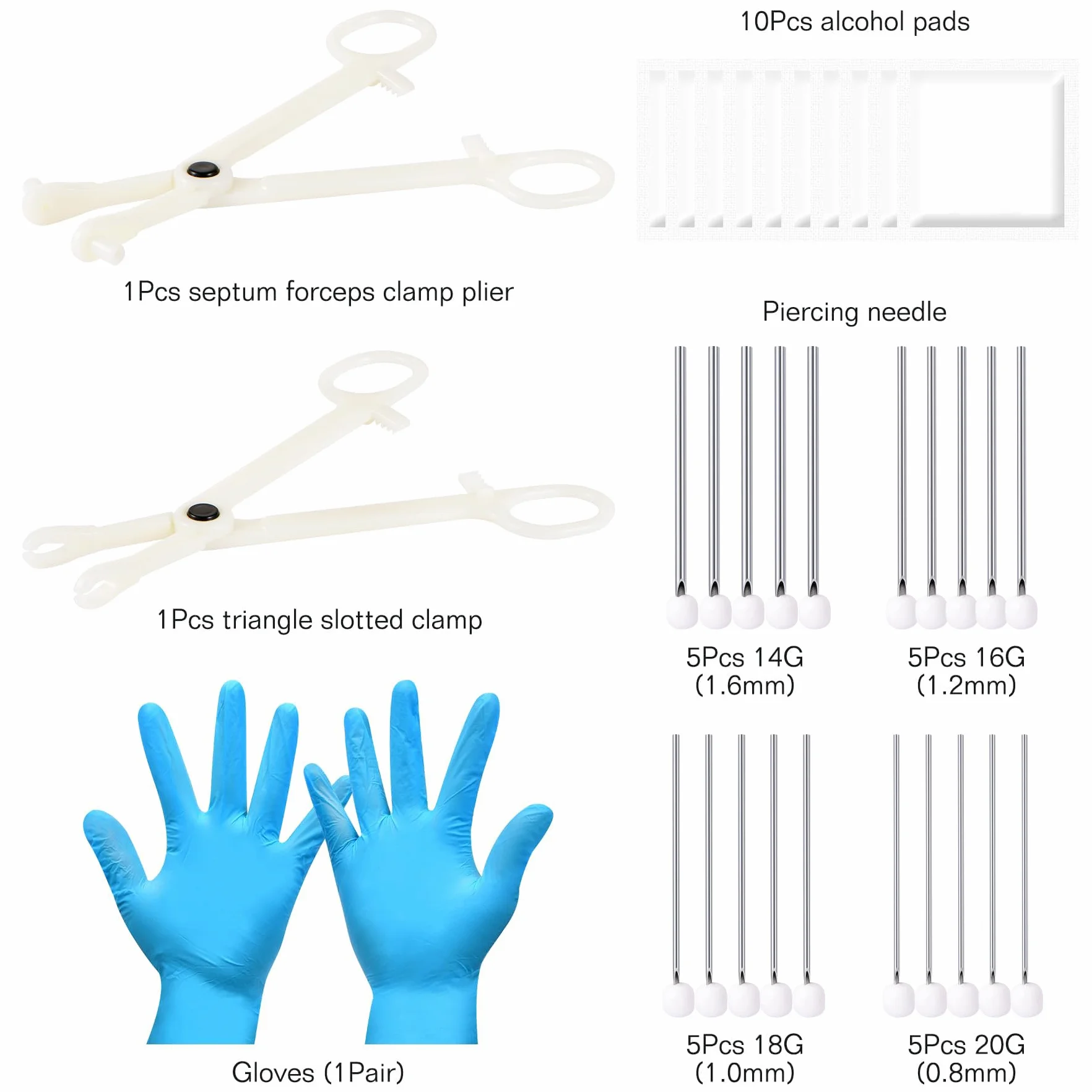 AVYRING 99 sztuk zestaw piercingów 14G 16G 18G 20G 316L stal chirurgiczna narzędzia do piercingu