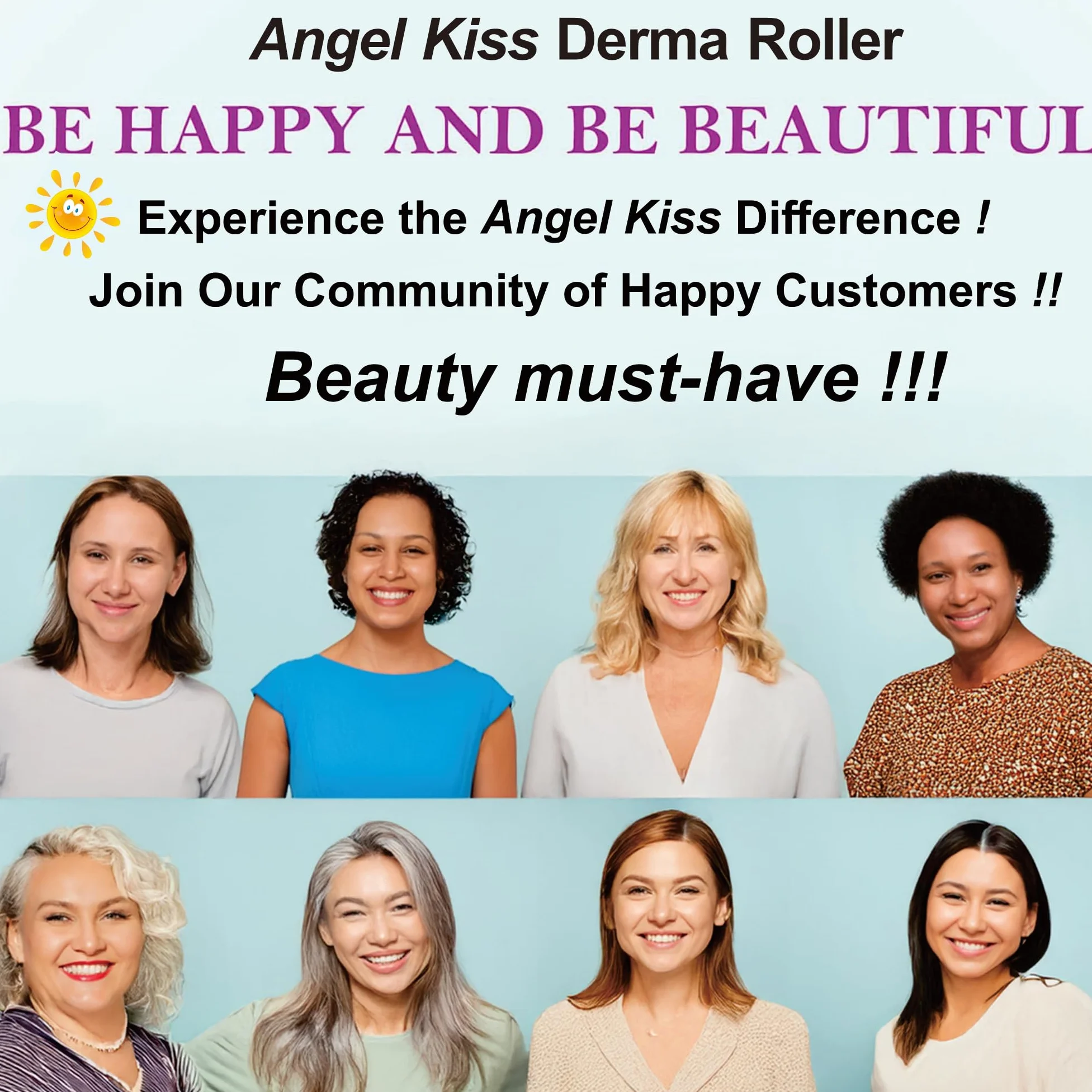 Angel Kiss Derma Roller 1,0 mm, prawdziwe igły - 192 pojedyncze igły ze stali nierdzewnej, wałek do mikroneedlingu do twarzy, ciała, brody, skóry włosowej i pielęgnacji skóry