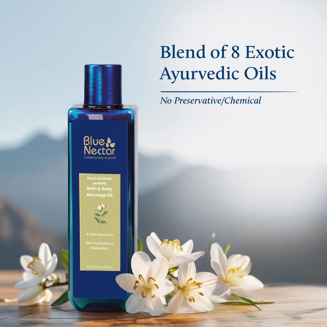 Blue Nectar Zmysłowy olejek do masażu ciała jaśminowego 100% naturalne składniki 200 ml