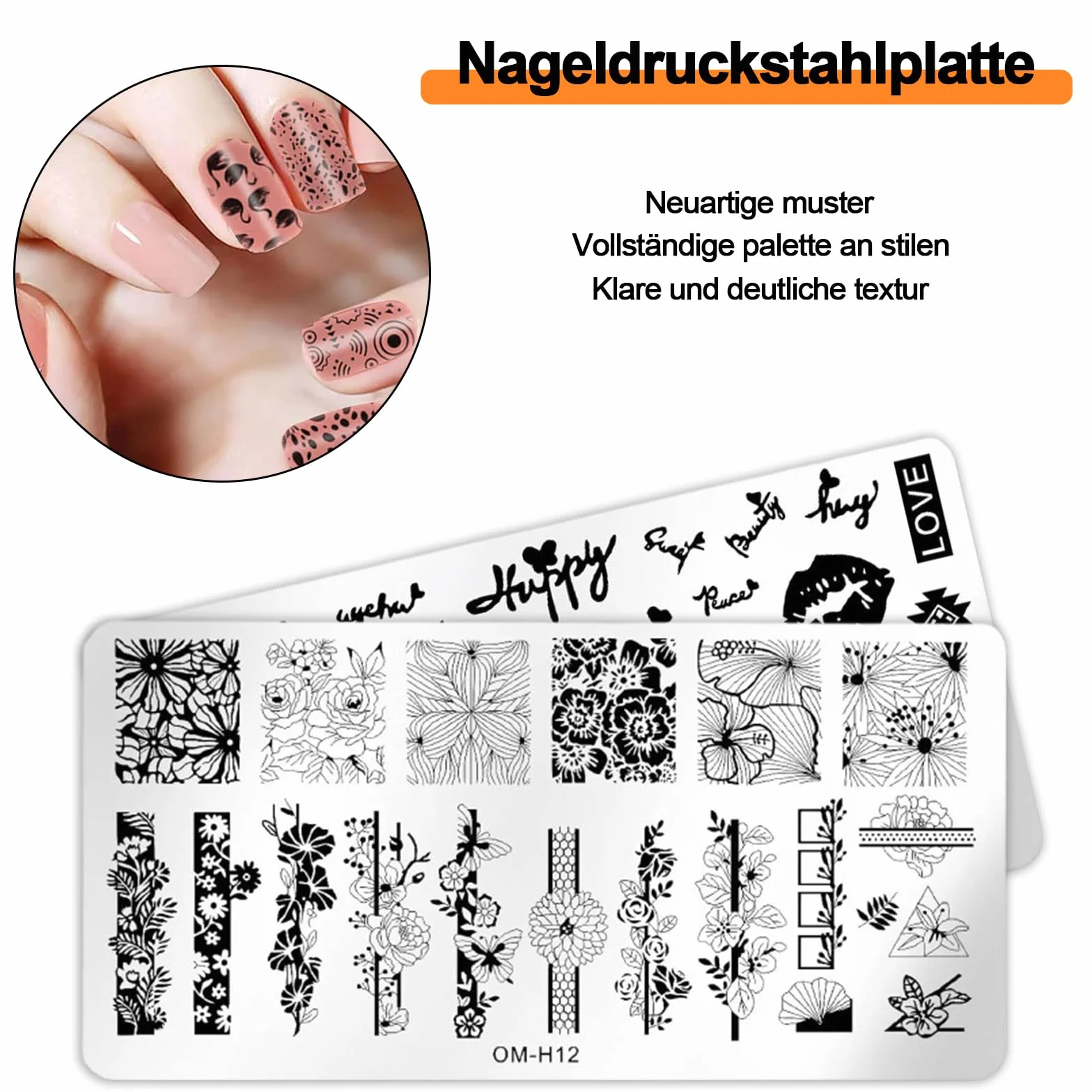 Szablony do paznokci, 3 sztuki stempli do paznokci, zestaw stempli do paznokci, szablony, stemple artystyczne, do manicure "zrób to sam"