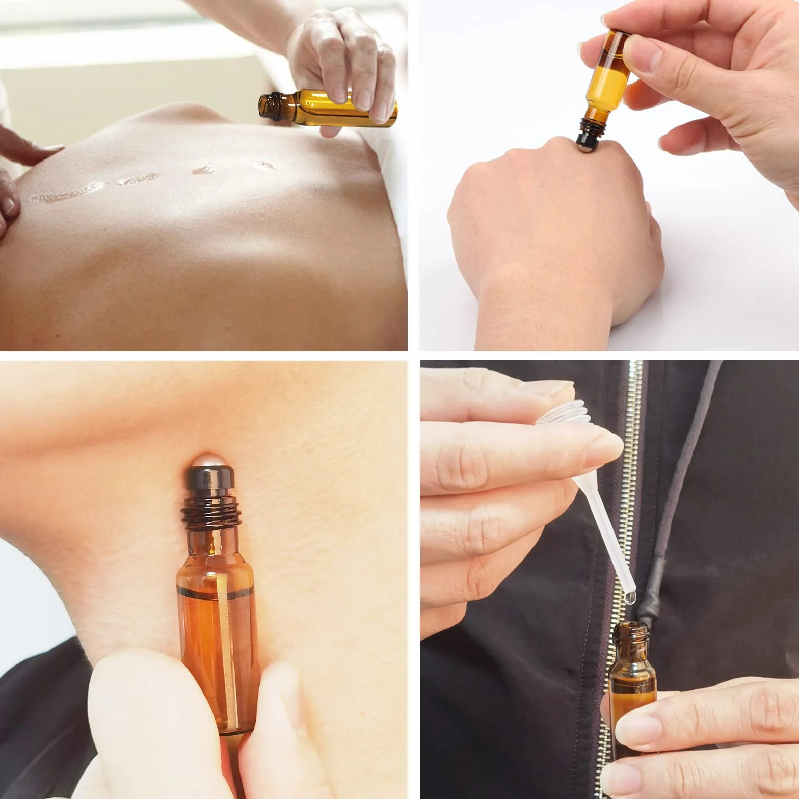 DKBT Butelki na olejki eteryczne, 16 szt., 5 ml, pusta butelka kulkowa z kulkami ze stali nierdzewnej, bursztynowe szkło, do olejków eterycznych, perfum, kosmetyków, aromaterapii, masażu, 16 szt