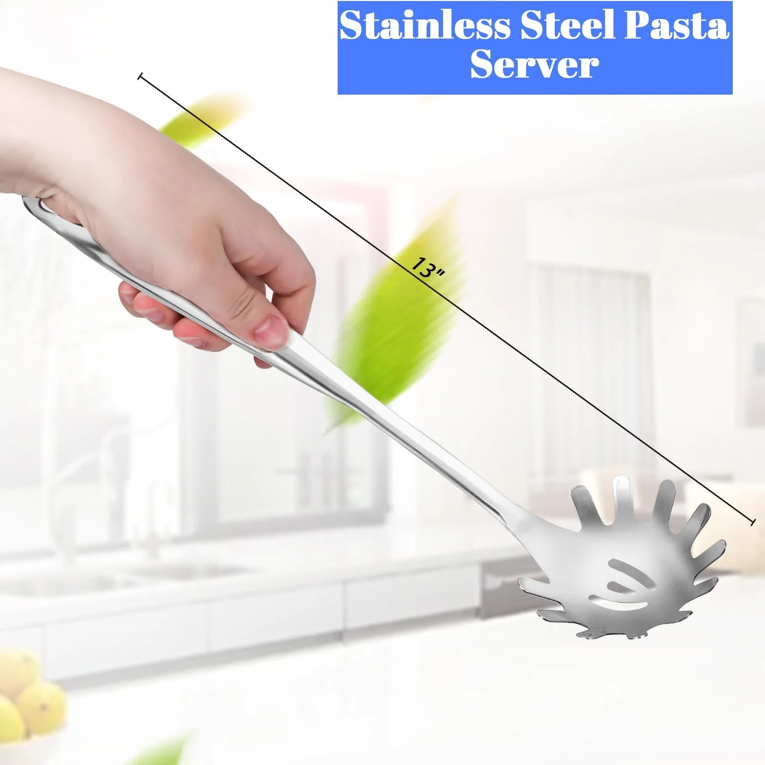 1 sztuka łyżka do spaghetti, jednoczęściowa łyżka do makaronu ze stali nierdzewnej, sitko do makaronu z zębami, wysokiej jakości artykuły do spaghetti, profesjonalne łyżki do spaghetti,