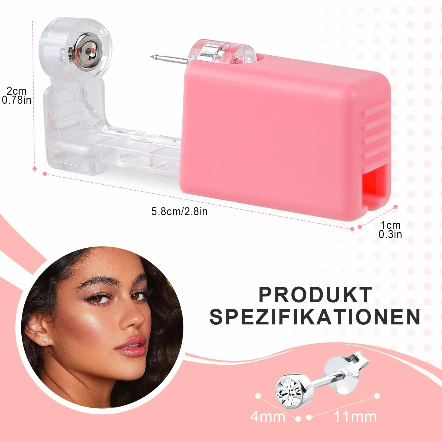 Voarge Pistolet do przekłuwania uszu, jednorazowy, sterylny, bezpieczny zestaw pistoletów do piercingu, piercing z zestawem do aseptyki