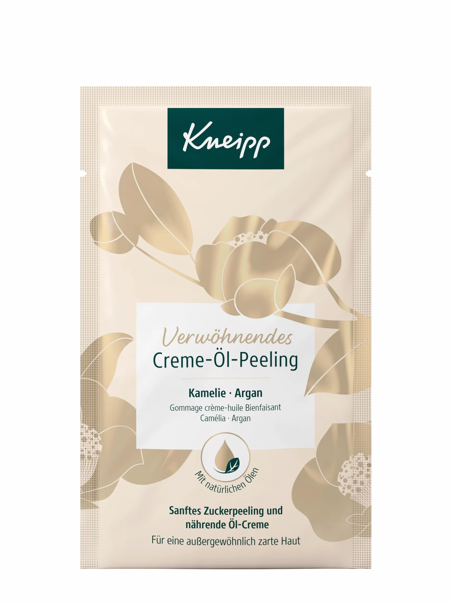 Kneipp Rozpieszczający peeling kremowo-olejkowy – peeling do ciała z cennym olejkiem arganowym i delikatnymi kryształkami cukru – 15 x 40 ml