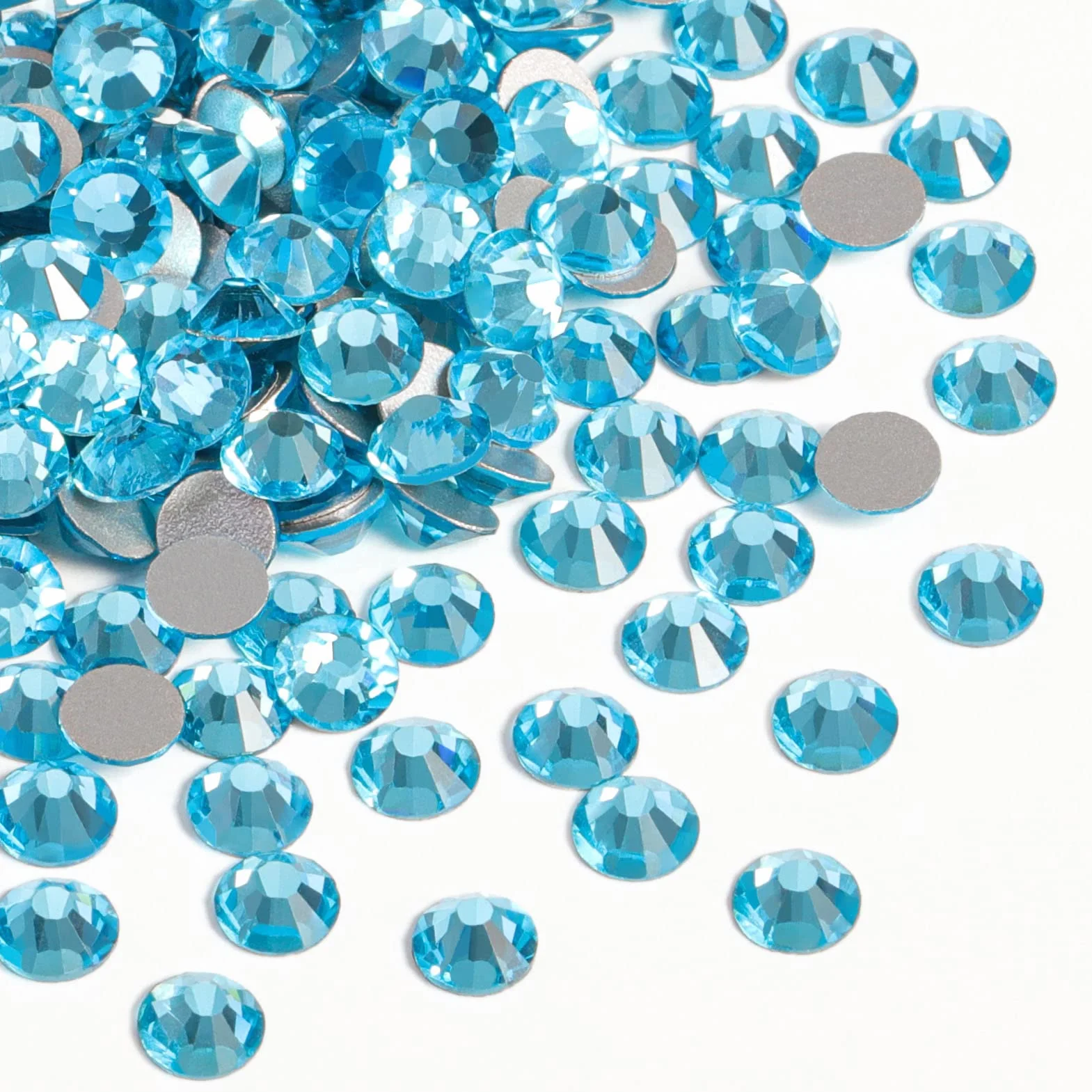 BEADSLAND 1440 sztuk płaskich kamieni strasu, kryształki do paznokci, akwamaryn, SS3 (1,3 – 1,4 mm)