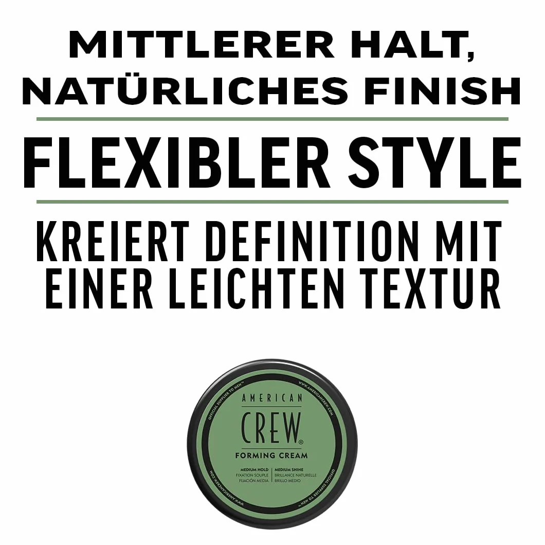 AMERICAN CREW – krem formujący, 85 g, krem do stylizacji dla mężczyzn, produkt do włosów o średniej przyczepności, produkt do stylizacji elastycznie formowanych włosów i wykończenia z naturalnym