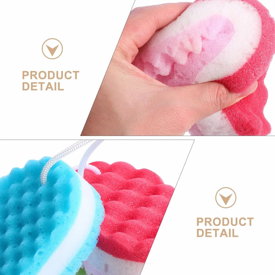 Gąbka do kąpieli, miękka pianka, peeling, gąbka pod prysznic, dwustronna gąbka 3, dla kobiet i mężczyzn, akcesoria do czyszczenia ciała
