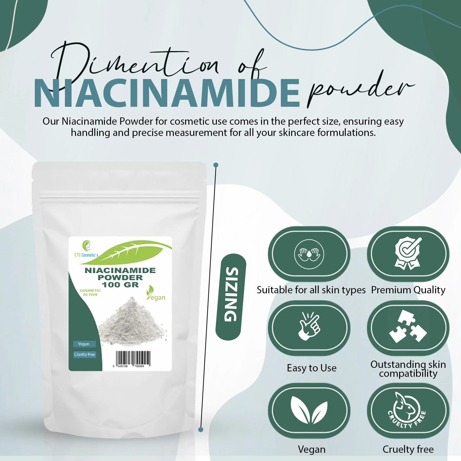 Niacinamide Powder 100g witamina B3 nikotynamid do pielęgnacji skóry i włosów