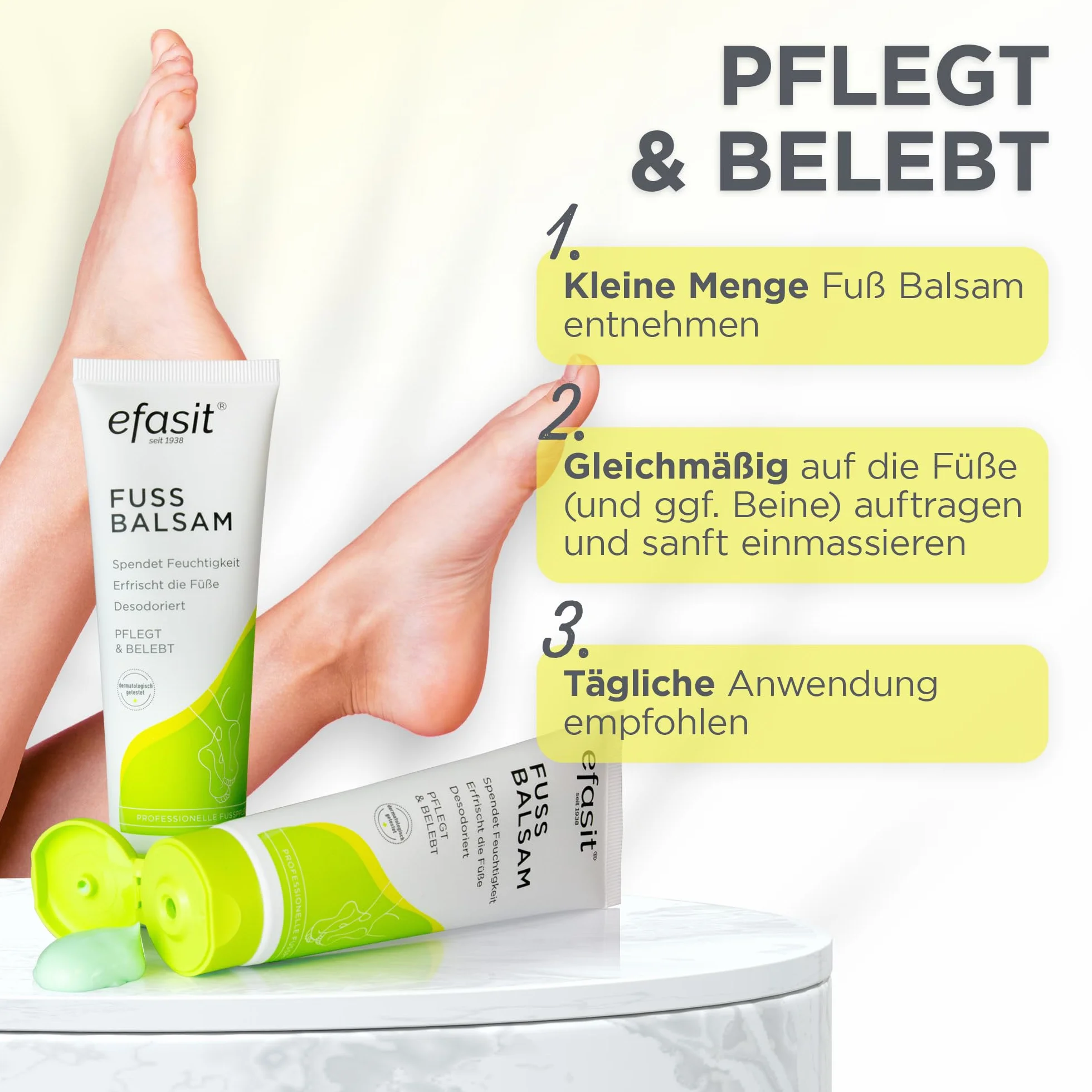 efasit Balsam do stóp – bogata pielęgnacja stóp w przypadku suchych stóp, krem do stóp z olejkiem jojoba i rozmarynu, żywokost i rumianek, krem do pielęgnacji stóp pielęgnuje i ożywia, 75 ml