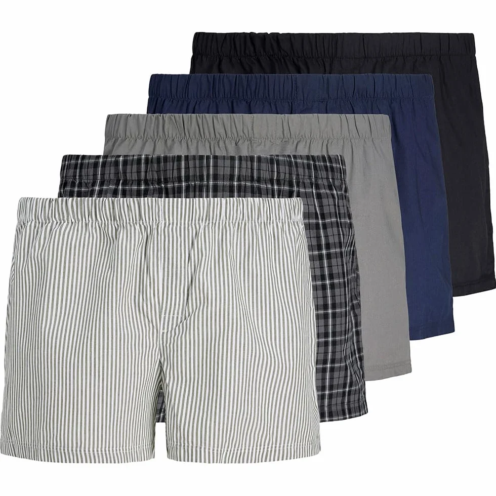 JACK & JONES Jacmilano Woven Bokserki męskie, 5 sztuk w opakowaniu, Dusty Olive, 3x_l
