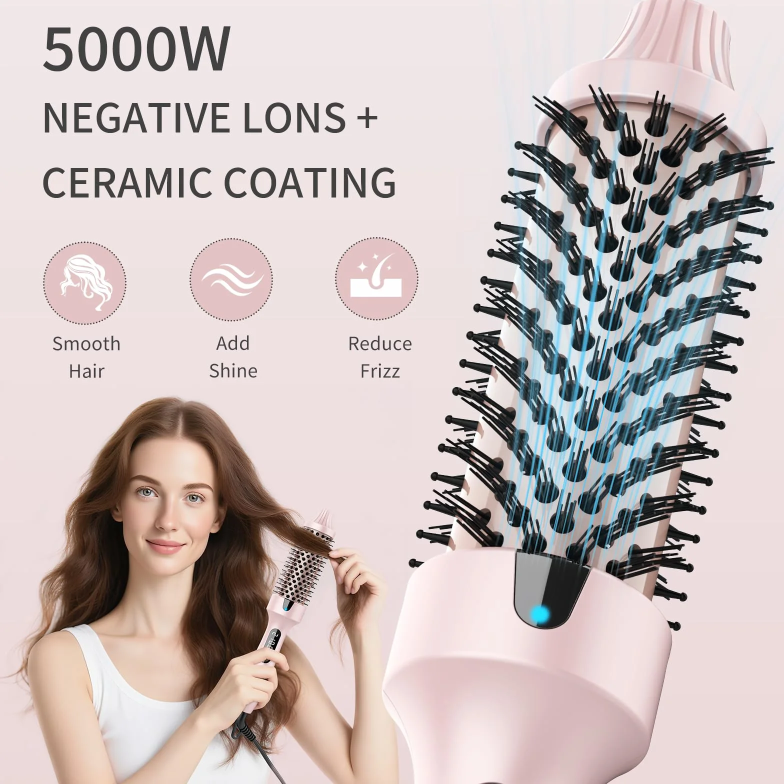 AISEELY Thermal Brush 38 mm, Lonic 3 w 1 szczotka grzewcza, 160-220°C, z podgrzewanym grzebieniem, szczotka do wygładzania włosów, szczotka termiczna, objętość i luźne klamry