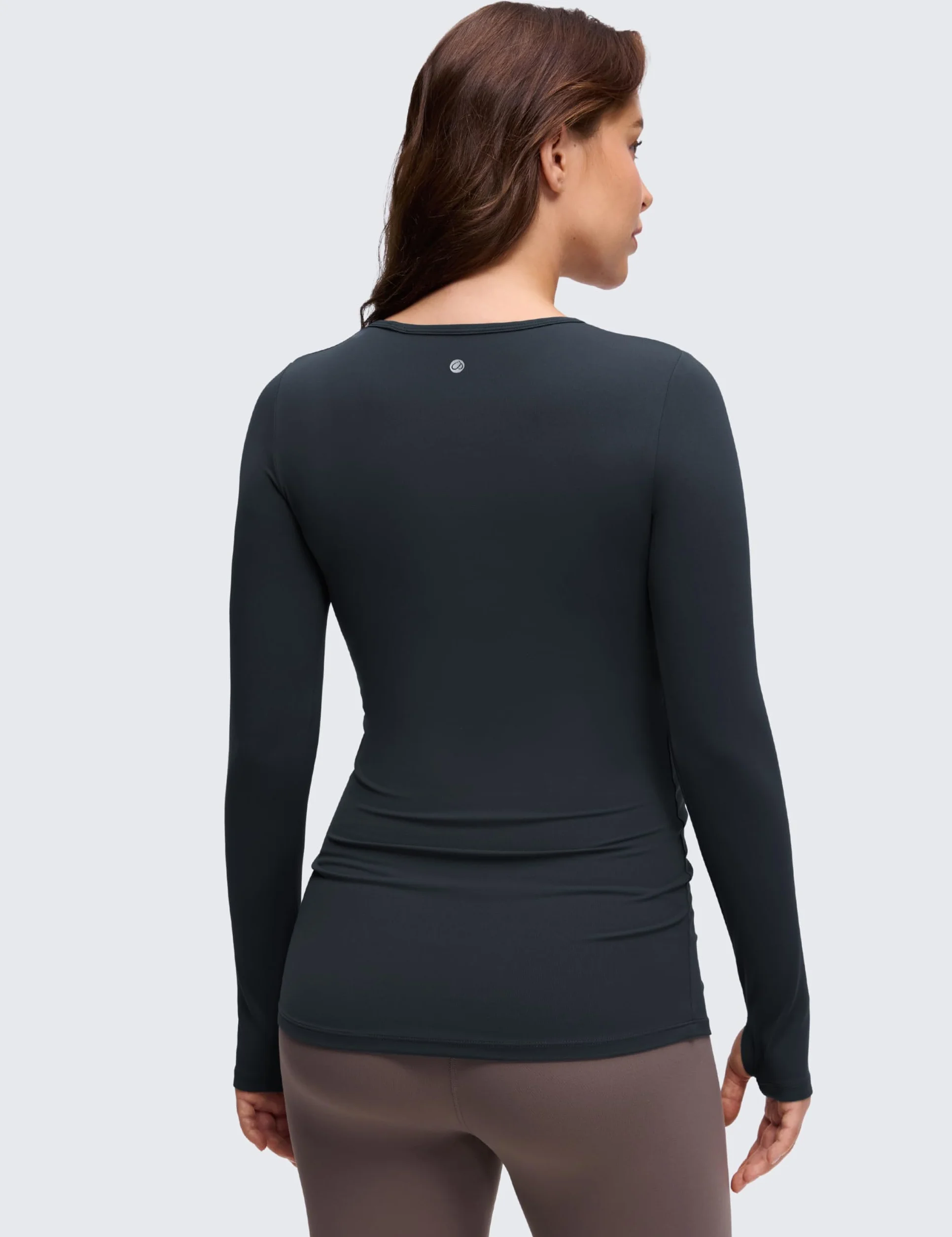 CRZ YOGA Damskie bluzki ciążowe Butterluxe z długim rękawem z okrągłym dekoltem podstawowe koszulki ciążowe miękkie sportowe do jogi swobodne t-shirty