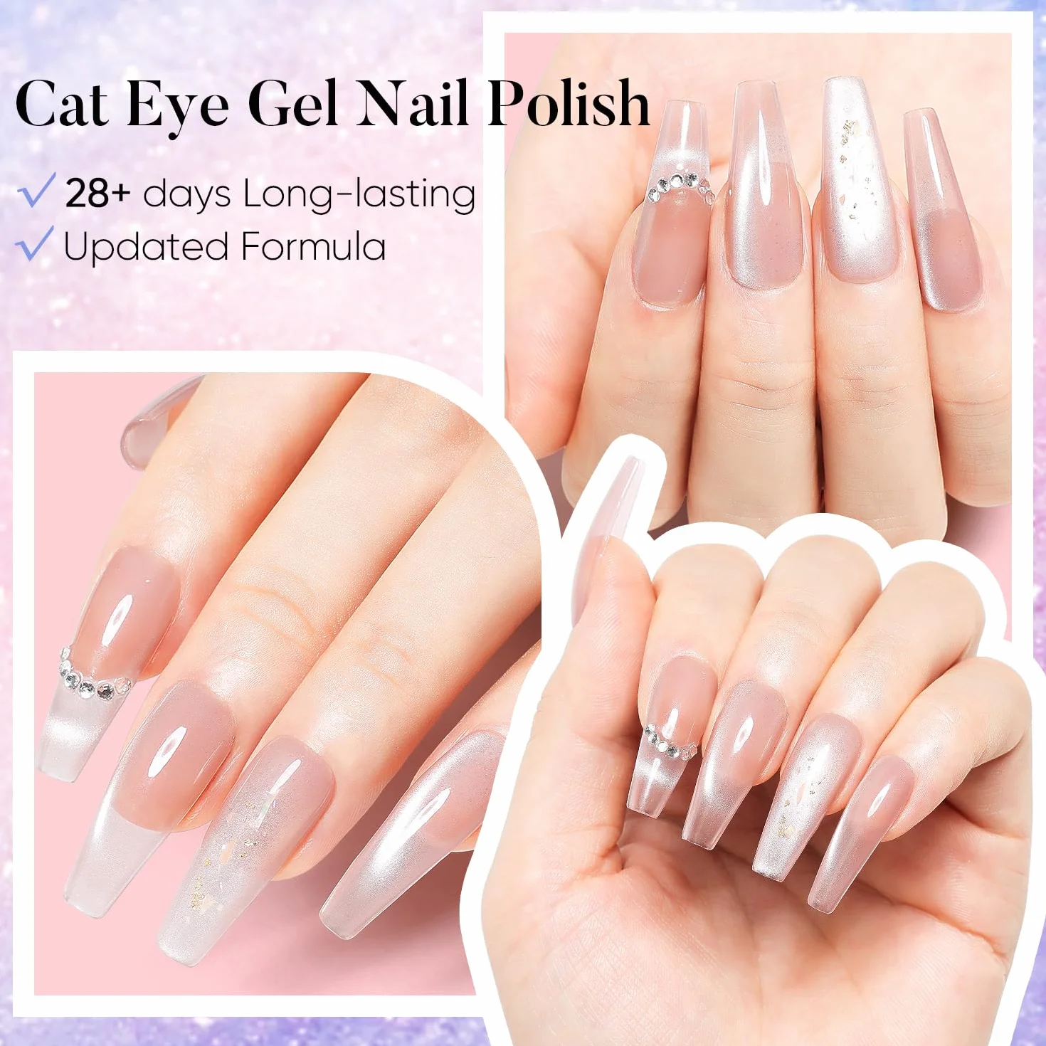 AIMEILI Cat Eye UV Gel Set - 6 kolorów lakieru do paznokci z magnesem, lakier do paznokci UV Soak Off - 8 ml, 6-62