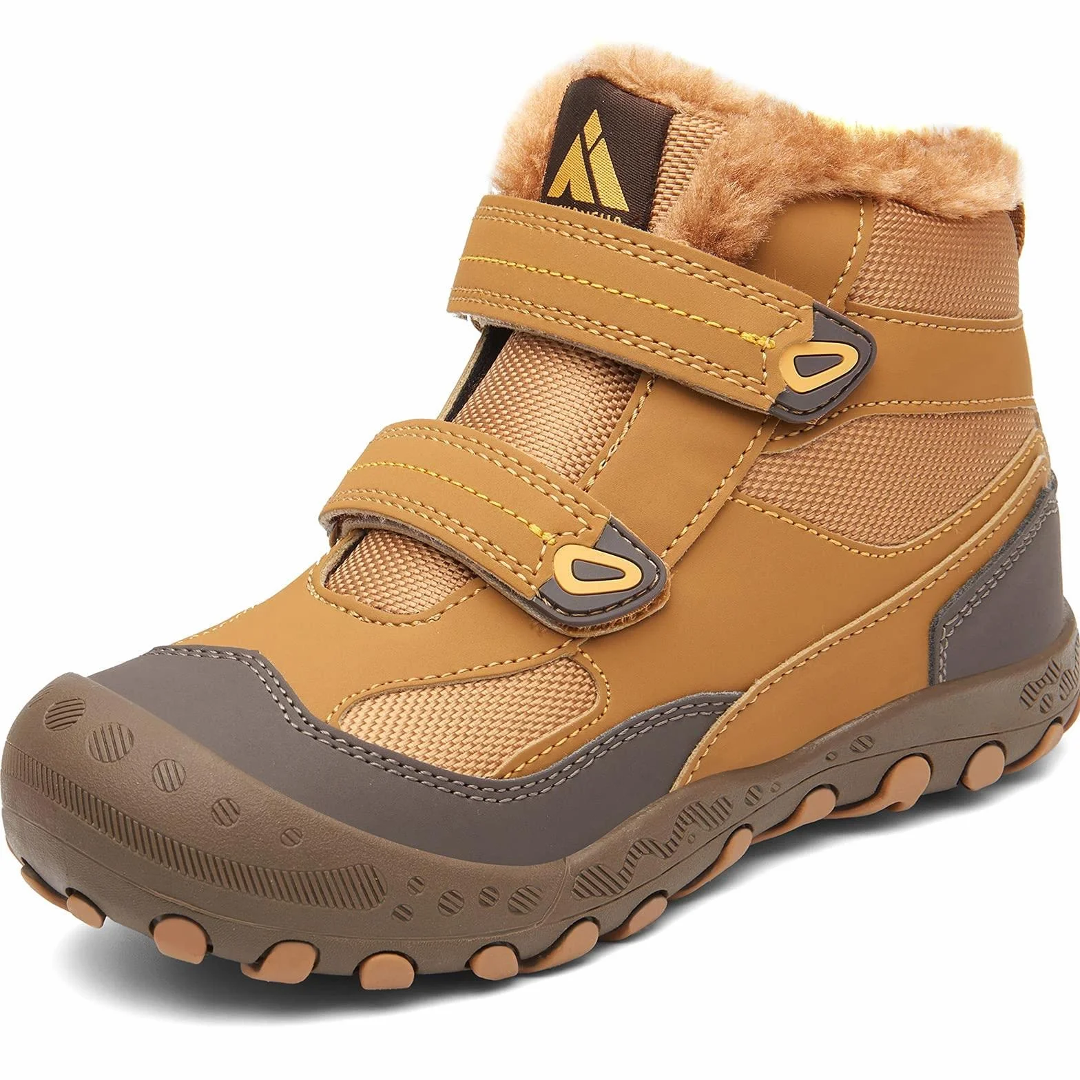 Mishansha Dziecięce buty zimowe, antypoślizgowe, trekkingowe, dla chłopców i dziewczynek, wygodne, bawełniane buty, 05 brązowy, 34 EU