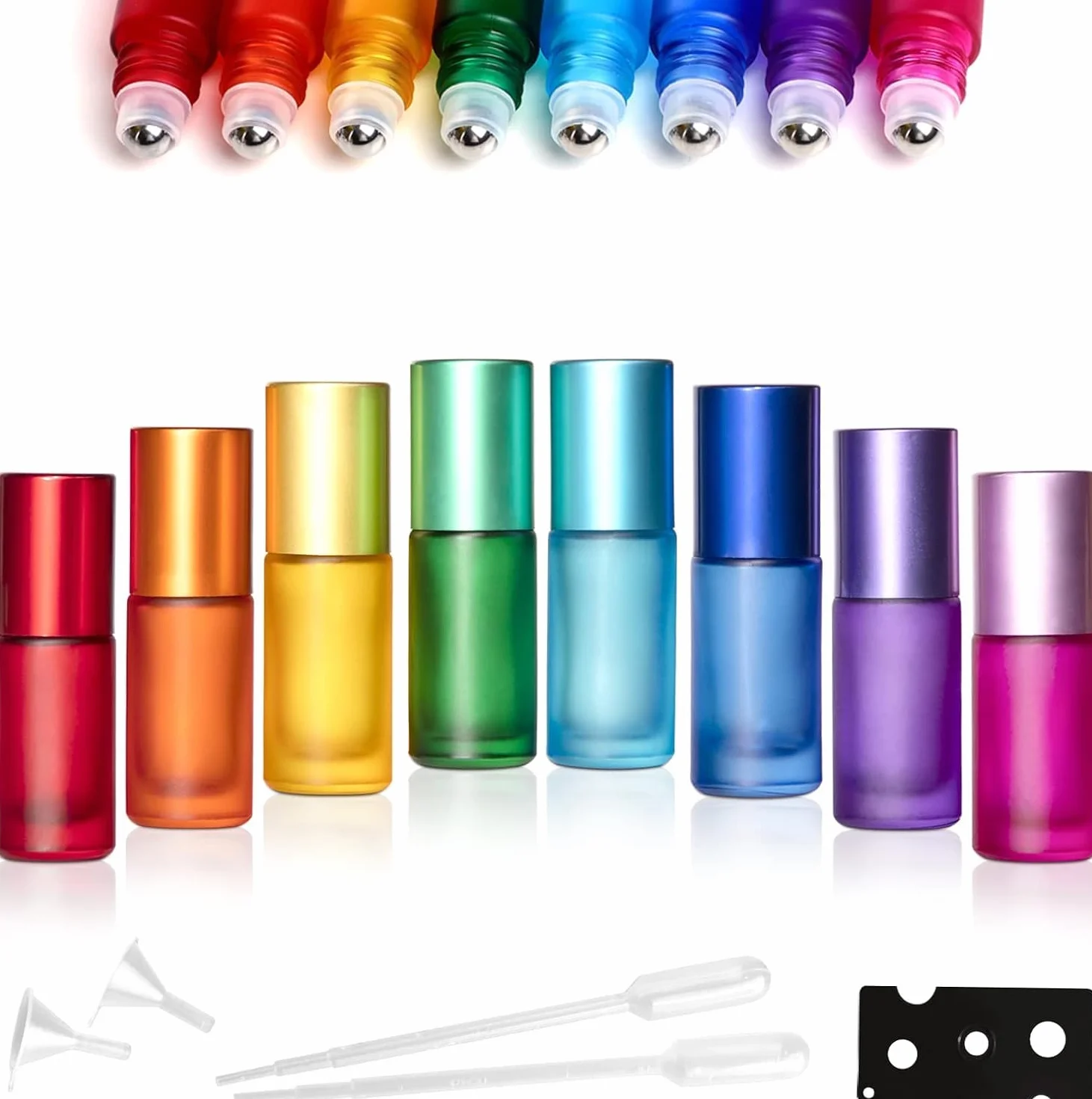 Kolorowe szklane butelki Roll-On 5 ml puste fiolki z kulką ze stali nierdzewnej do olejków eterycznych