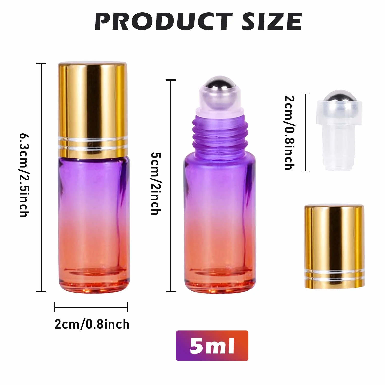 Szklane butelki na olejki eteryczne 5ml - zestaw 20 pustych butelek z rolką