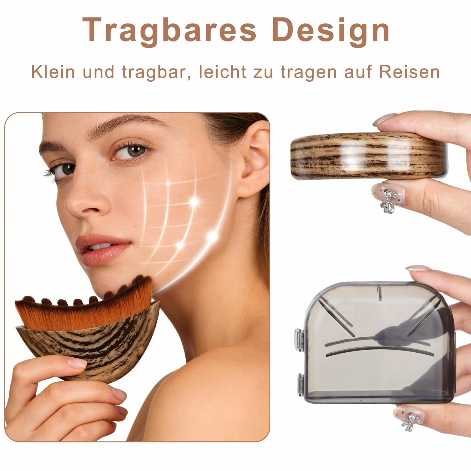 Zestaw limfatycznej szczotki do twarzy, ergonomiczna szczotka do twarzy i kamień Gua Sha drenaż limfatyczny, masażer konturowy podbródka z pudełkiem do przechowywania, sucha szczotka do konturowania