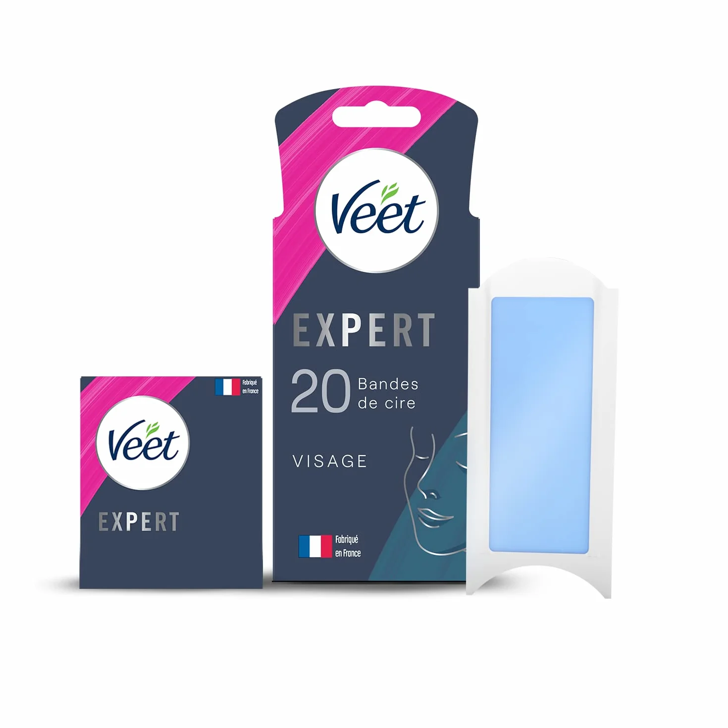 Veet EXPERT - 20 pasków wosku zimnego do twarzy - Skóra wrażliwa - Idealne wykończenie - Długotrwała depilacja