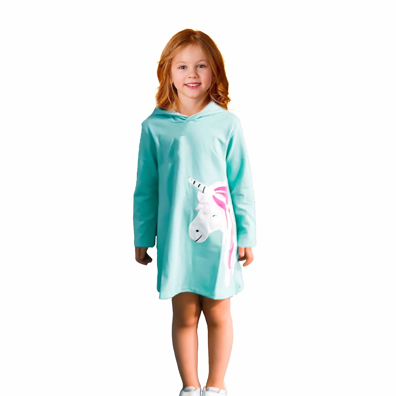 JinBei Dzieci Dziewczęce Bluzy z kapturem Sukienki Cekiny Koń Bluza Z Kapturem Sukienka Z Długim Rękawem Bawełniany Sweter Bluzy Tunika Sweter Sweter Topy Rozmiar 2, 3, 4, 5, 6, 7 Lat