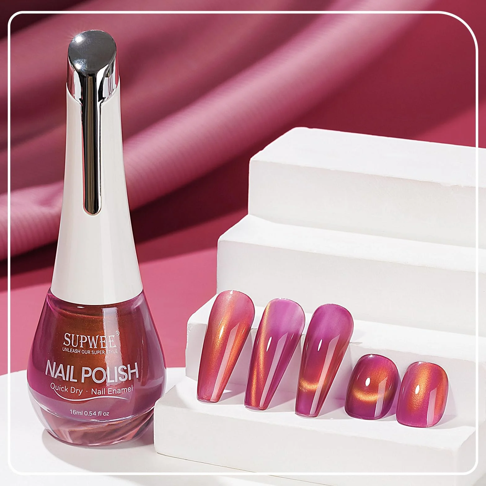 SUPWEE Cat Eye lakier do paznokci z magnesem, 16 ml, szybkoschnący, magnetyczny lakier żelowy bez lampy UV Quick Dry High Gloss Oil Based Nail Polish do majsterkowania i użytku domowego 028