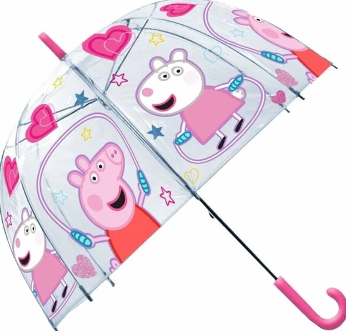 Kids Euroswan - Przezroczysty parasol Dzwon 19'' Peppa Manual, Wielobarwny (PP17100)