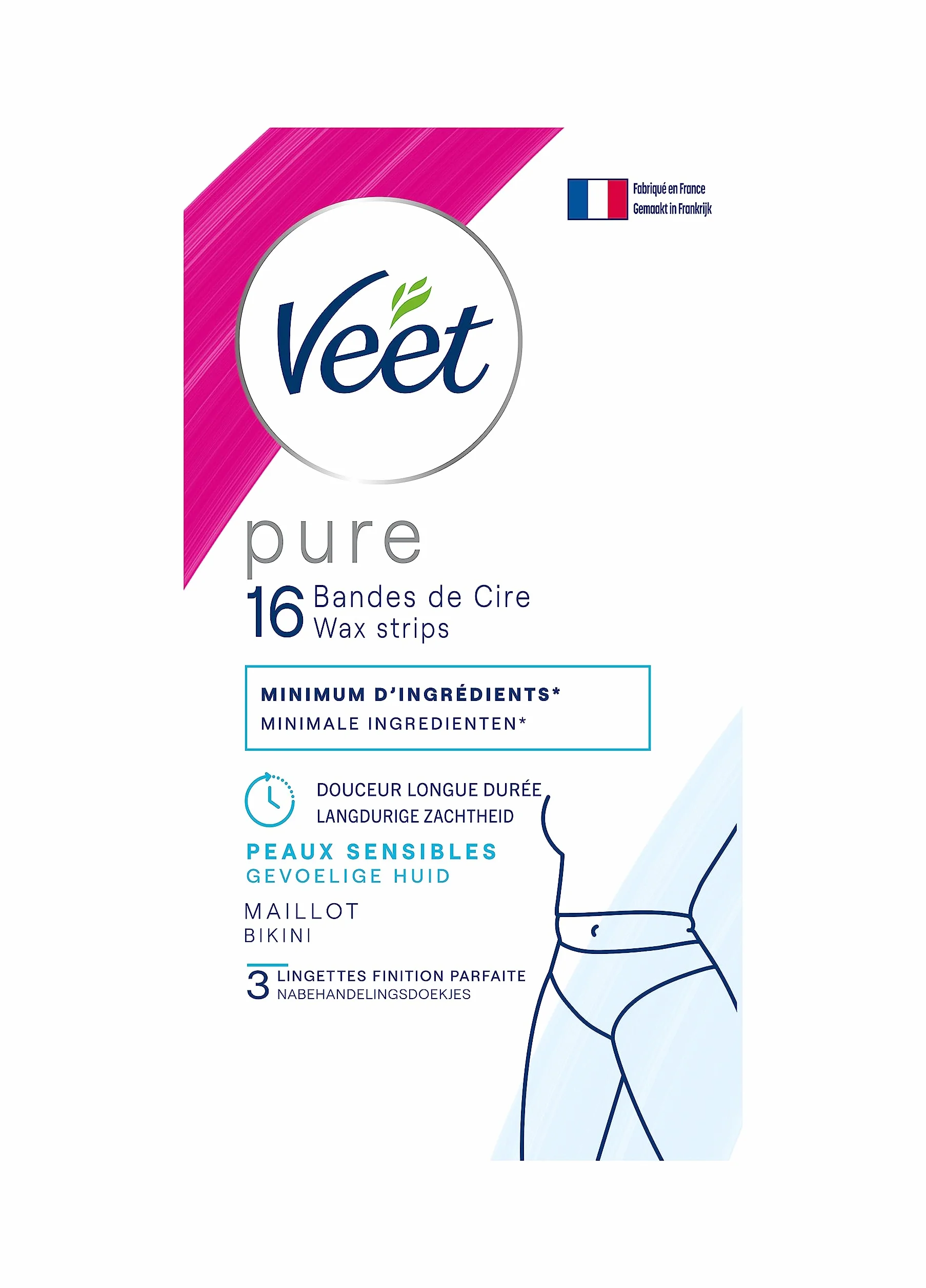Veet - PURE Paski z zimnego wosku Koszulka - Skóra wrażliwa x 16