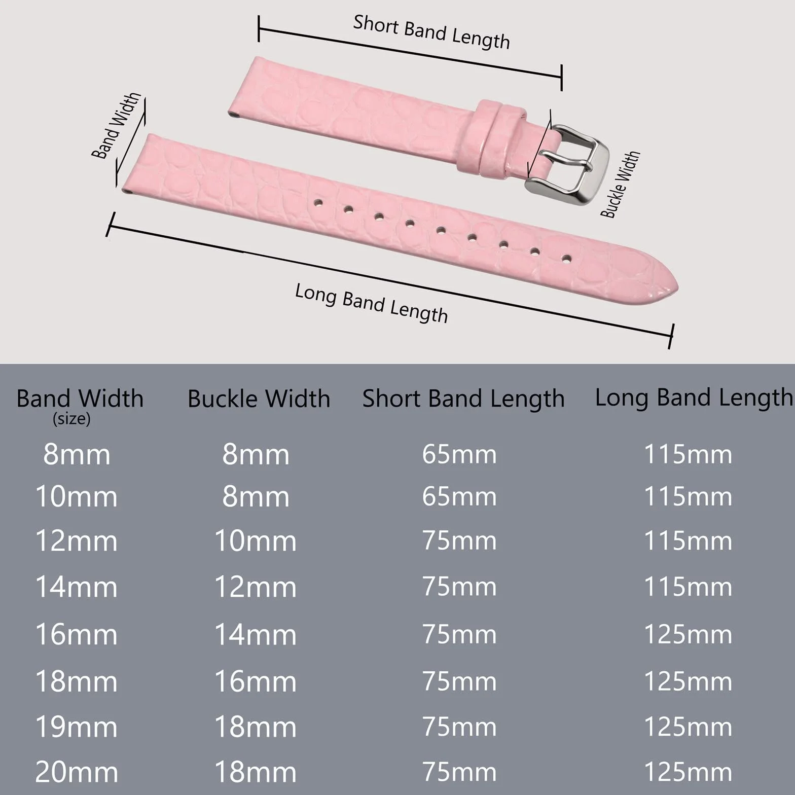 BISONSTRAP Skórzane paski do zegarka, miękkie paski zastępcze z polerowaną klamrą, 12 mm, 14 mm, 16 mm, 18 mm, 19 mm, 20 mm