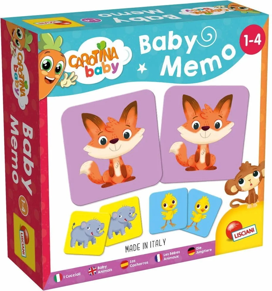 Lisciani - Carotina Baby Juego de memoria con animales cachorros - Juego educativo para niños de 1 á 4 años (80052)