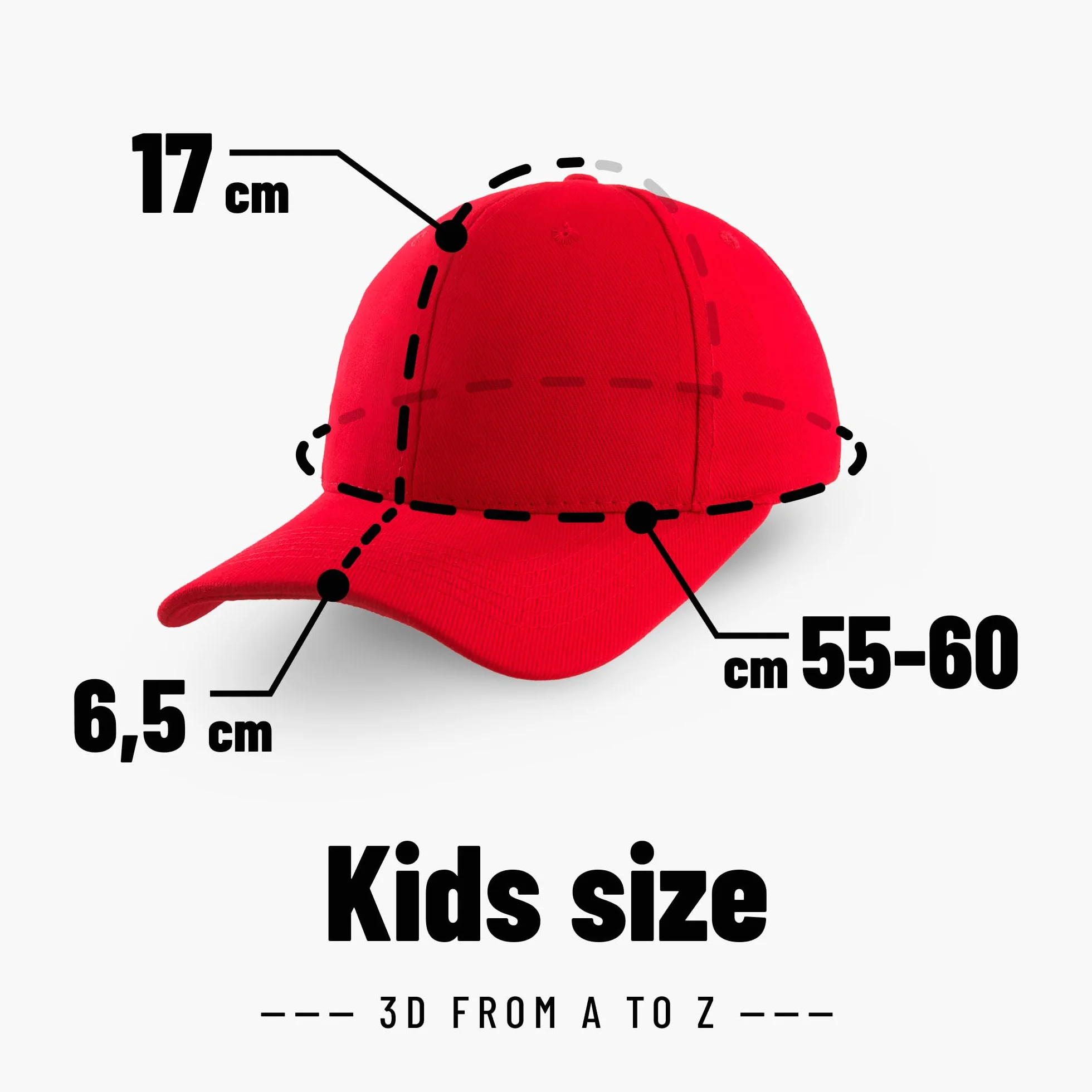 4sold Czapka z daszkiem, regulowana, dla chłopców i dziewczynek, litery alfabetu A–Z, czerwona czapka z czarną literą, haft 3D, czapka sportowa dla dzieci, M, Rozmiar uniwersalny