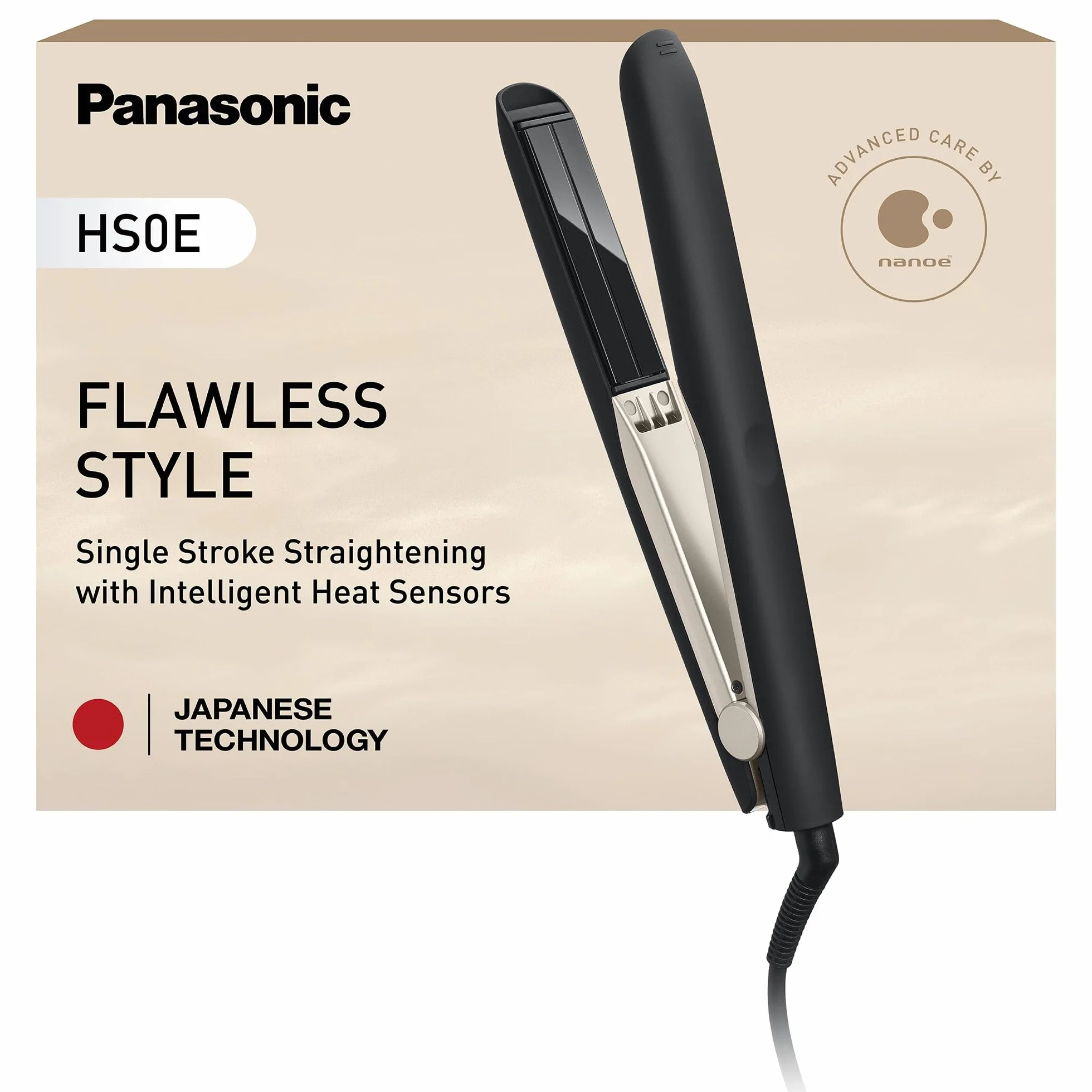 Panasonic Glätteisen EH-HS0E nanoe™-Technologie, mit 3D Keramikplatten und intelligenter Temperaturanpassung, schwarz-champagner