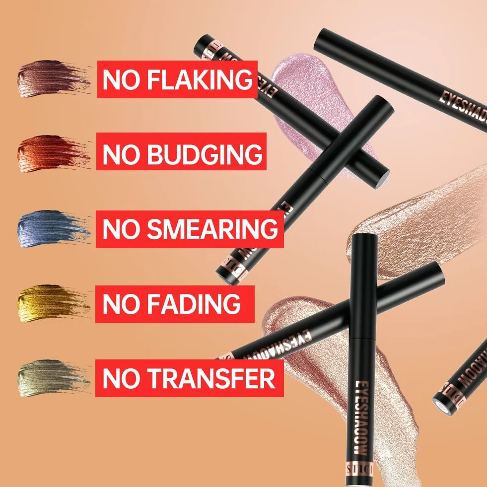 Cienie do powiek w sztyfcie, 6 x 2g Zestaw ołówków do cieni do powiek z brokatem i matowym, Eye Shadow Stick w kremie, łatwy w użyciu, tworzy kredki do oczu i długotrwały makijaż oczu (zestaw A)