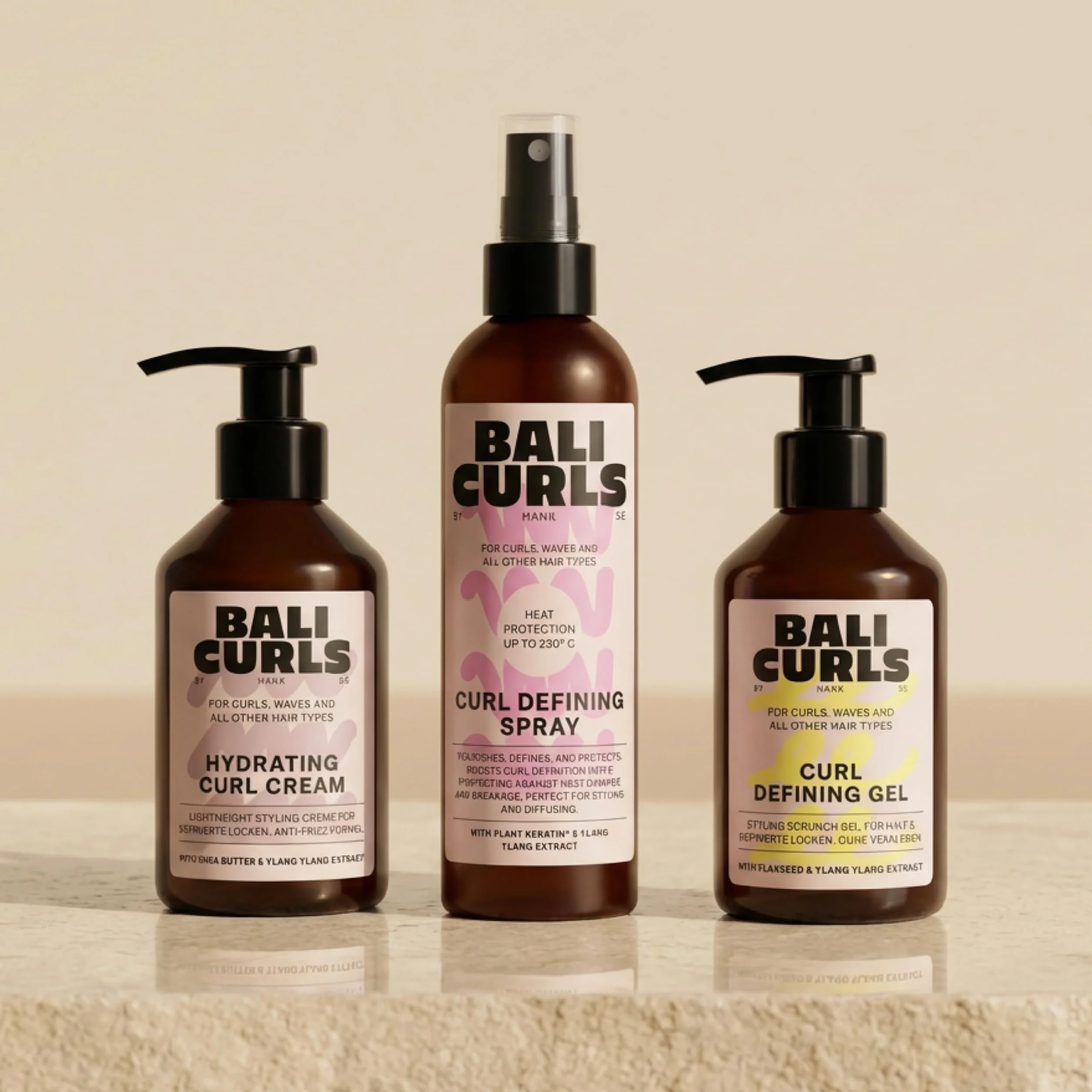 Bali Curls by Hank Ge Spray do włosów z ochroną przed wysokimi temperaturami – Definiujący spray do włosów kręconych – Odżywcza ochrona przed wysokimi temperaturami dla włosów – Dla zdrowych i